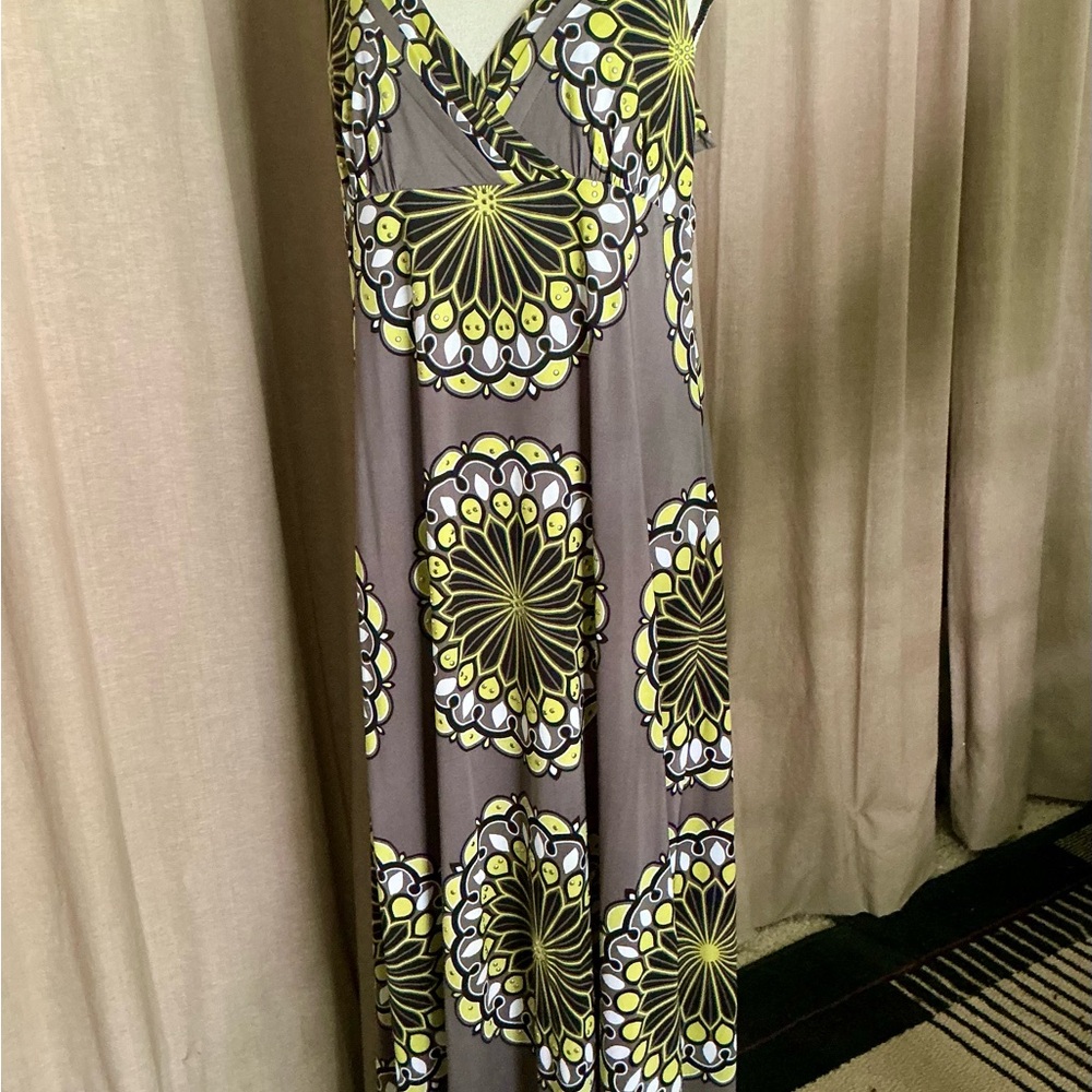 INC International Concepts Gray and Yellow Maxi Dress